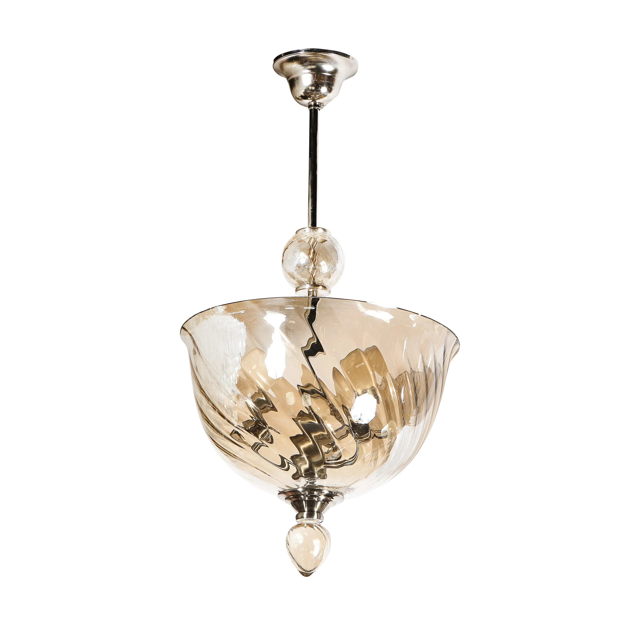 Mid Century Modern Italian Textured White Murano Glass & Brass